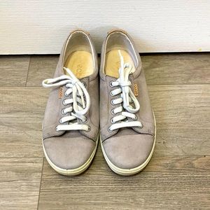 Women’s Grey Leather ECCO Flat Shoes Size 37
